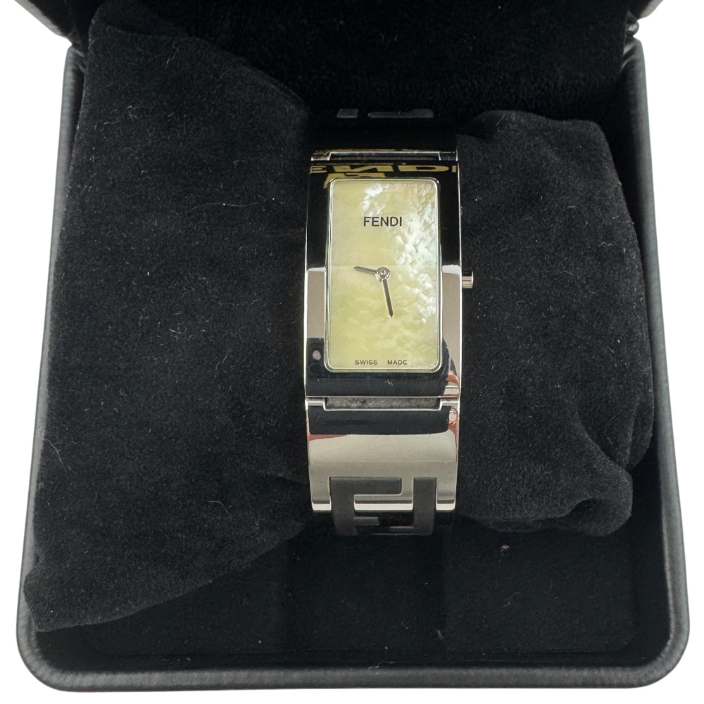 FENDI Silver Pearl Dial Stainless Steel Bangle Watch LHQ1444