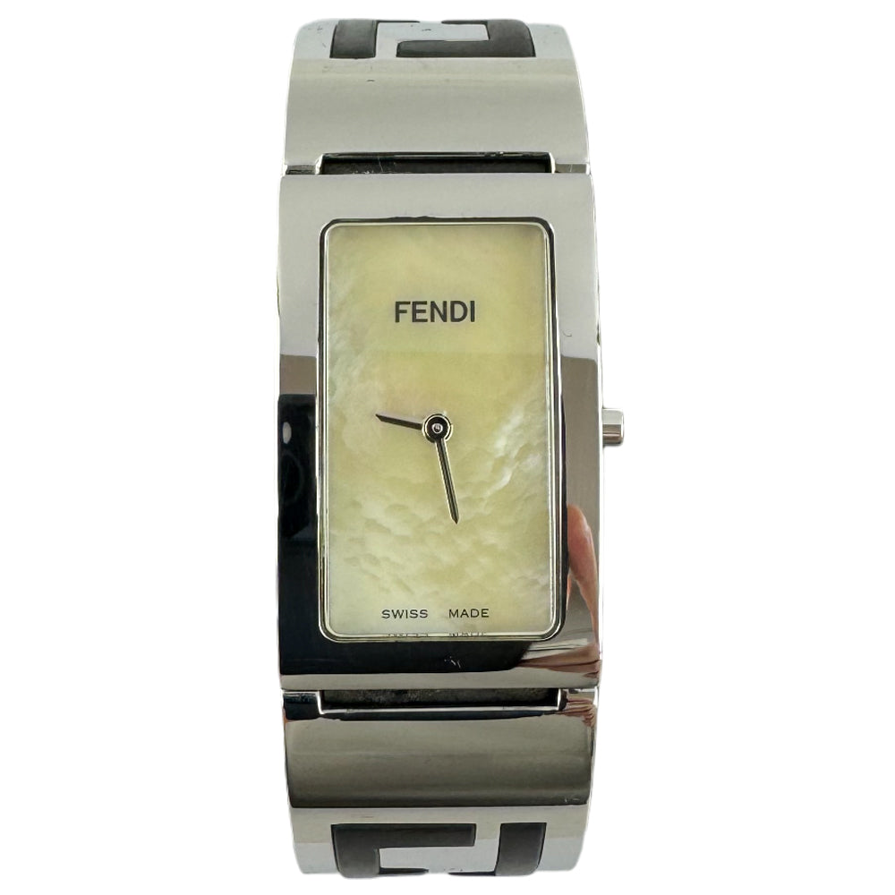FENDI Silver Pearl Dial Stainless Steel Bangle Watch LHQ1444