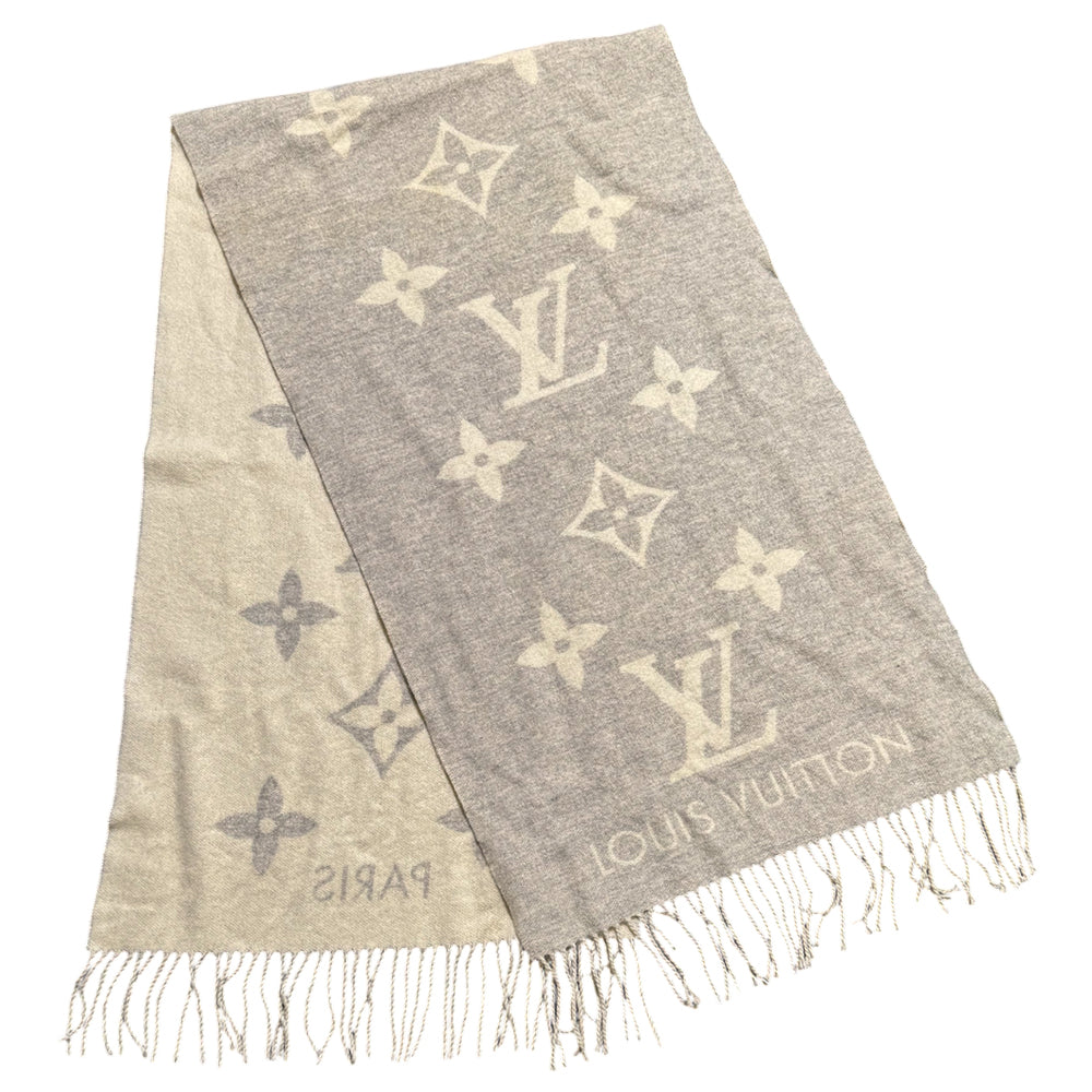 LOUIS VUITTON LV Reykjavik Grey Cashmere Scarf LHQ1446