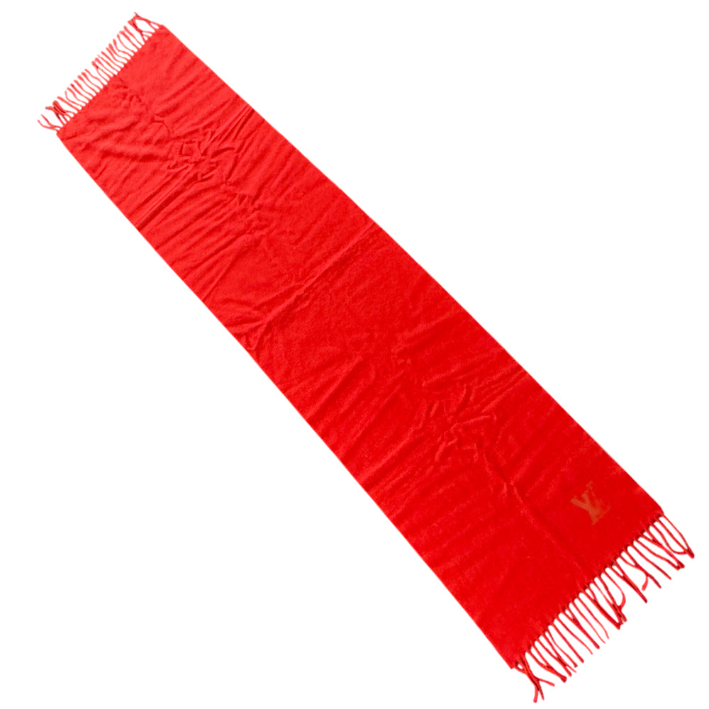 LOUIS VUITTON LV Red Cashmere Scarf LHQ1452