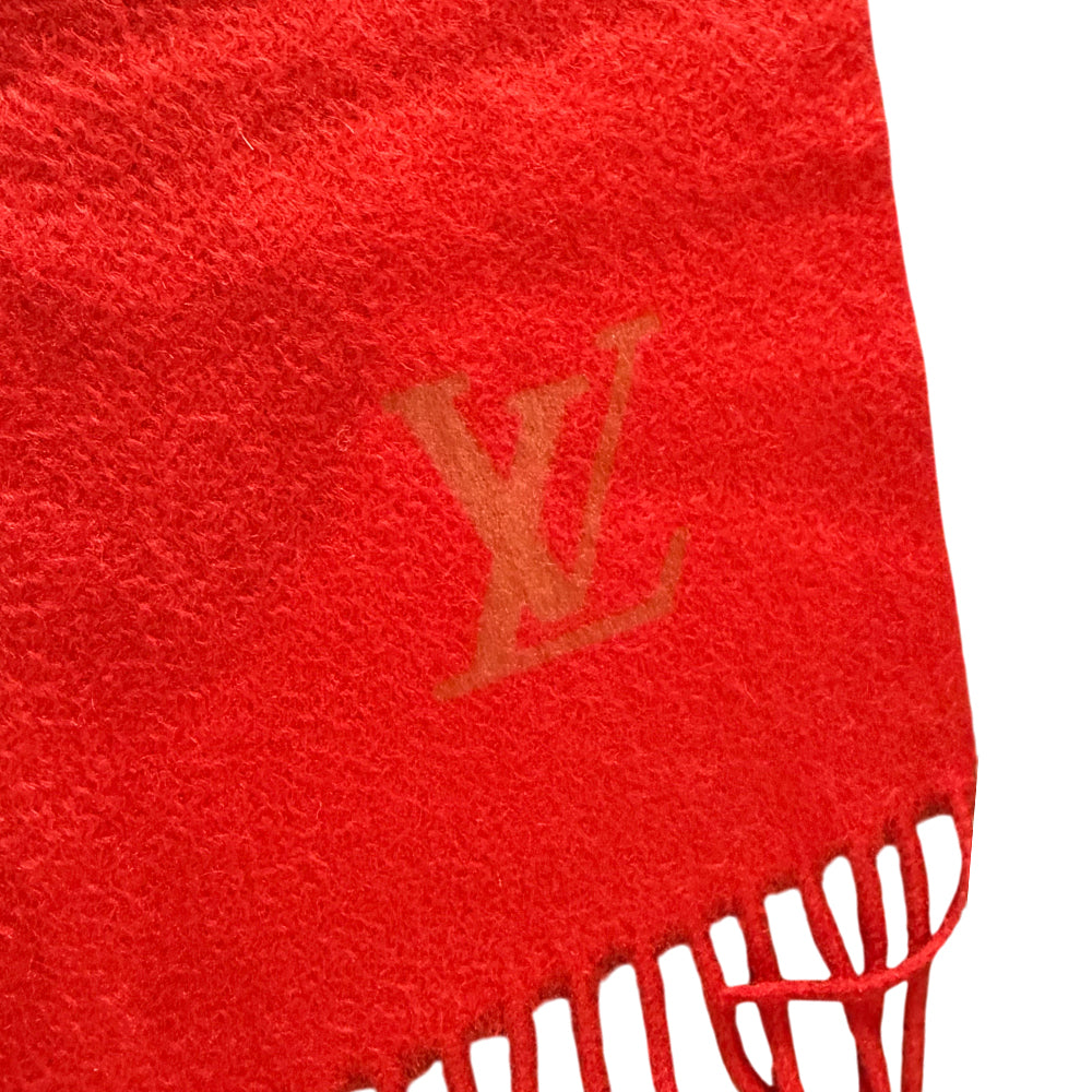 LOUIS VUITTON LV Red Cashmere Scarf LHQ1452