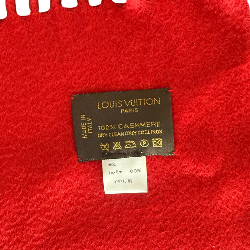 LOUIS VUITTON LV Red Cashmere Scarf LHQ1452