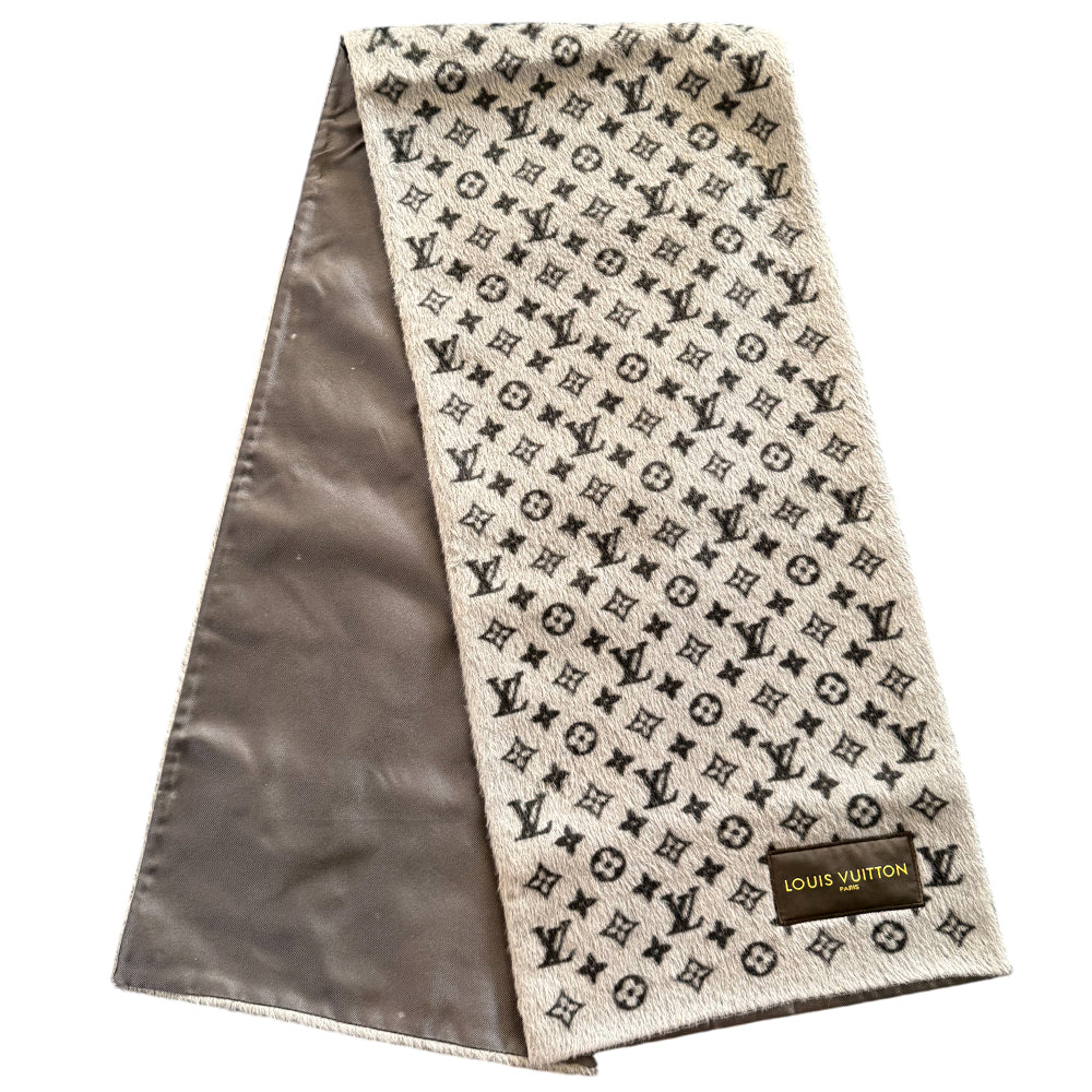 LOUIS VUITTON Grey Alpaca Monogram Scarf LHQ1453