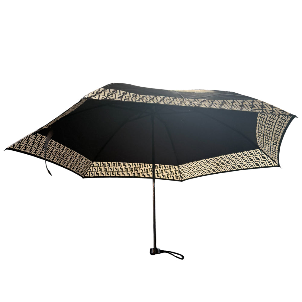 FENDI Black FF Zucca Folding Umbrella LHQ1454