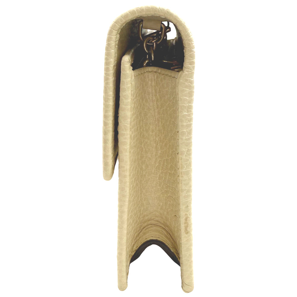 GUCCI GG Cream Leather Shoulder Clutch Bag LHQ1465