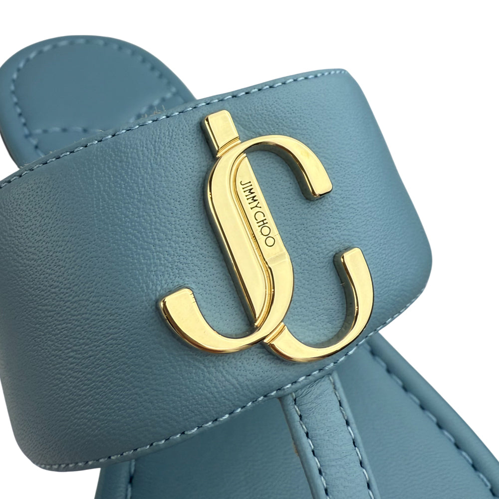 JIMMY CHOO Blue Leather Sandals Size UK 4 LHQ1471