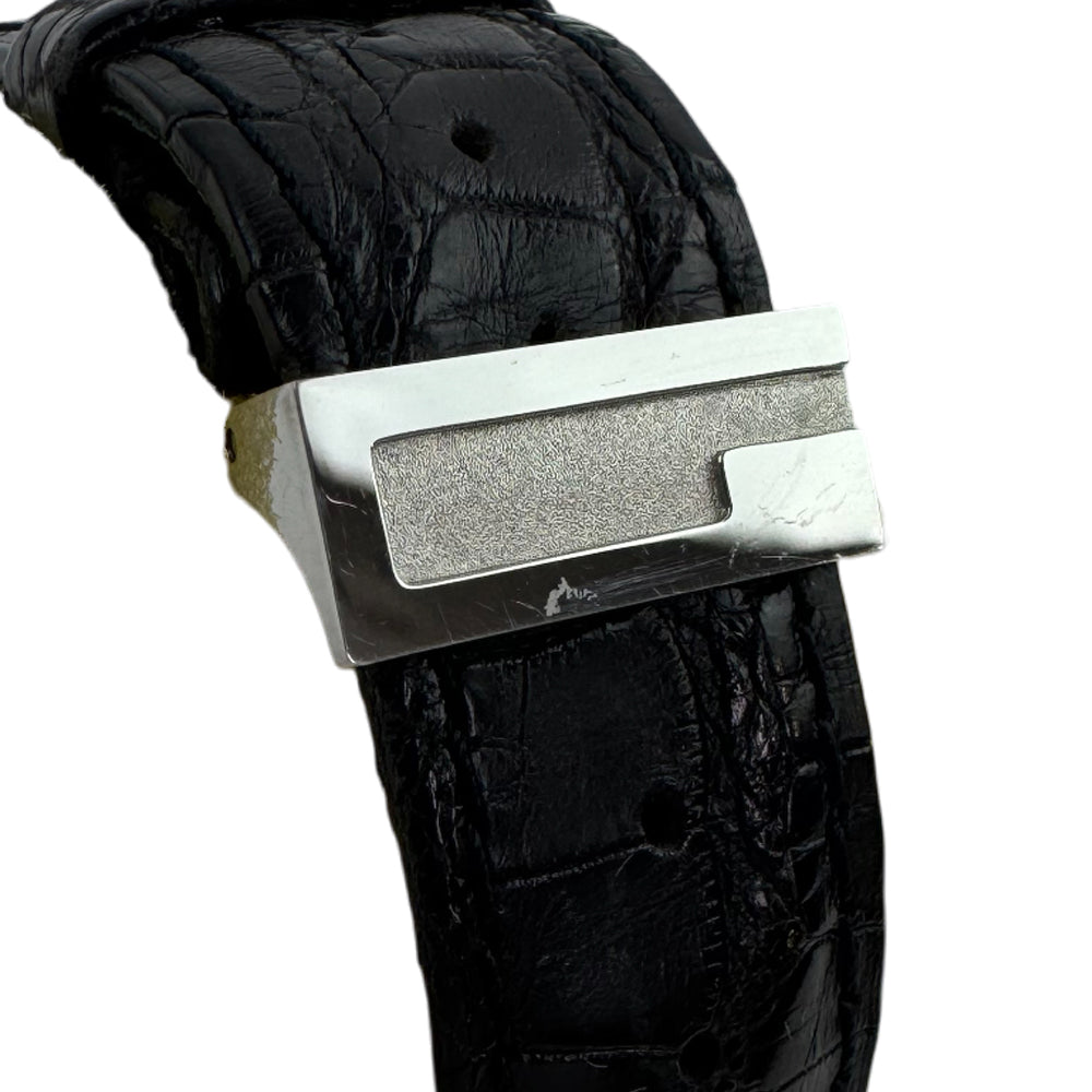 GUCCI Black Dial Silver Leather Strap Stainless Steel Watch LHQ1472