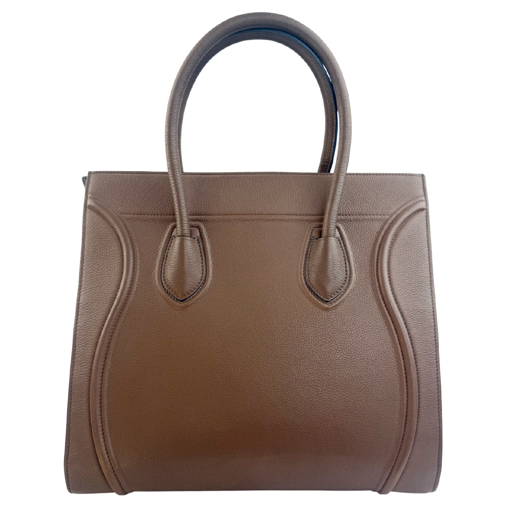 CELINE Phantom Brown Leather Medium Luggage Tote Bag LHQ1482