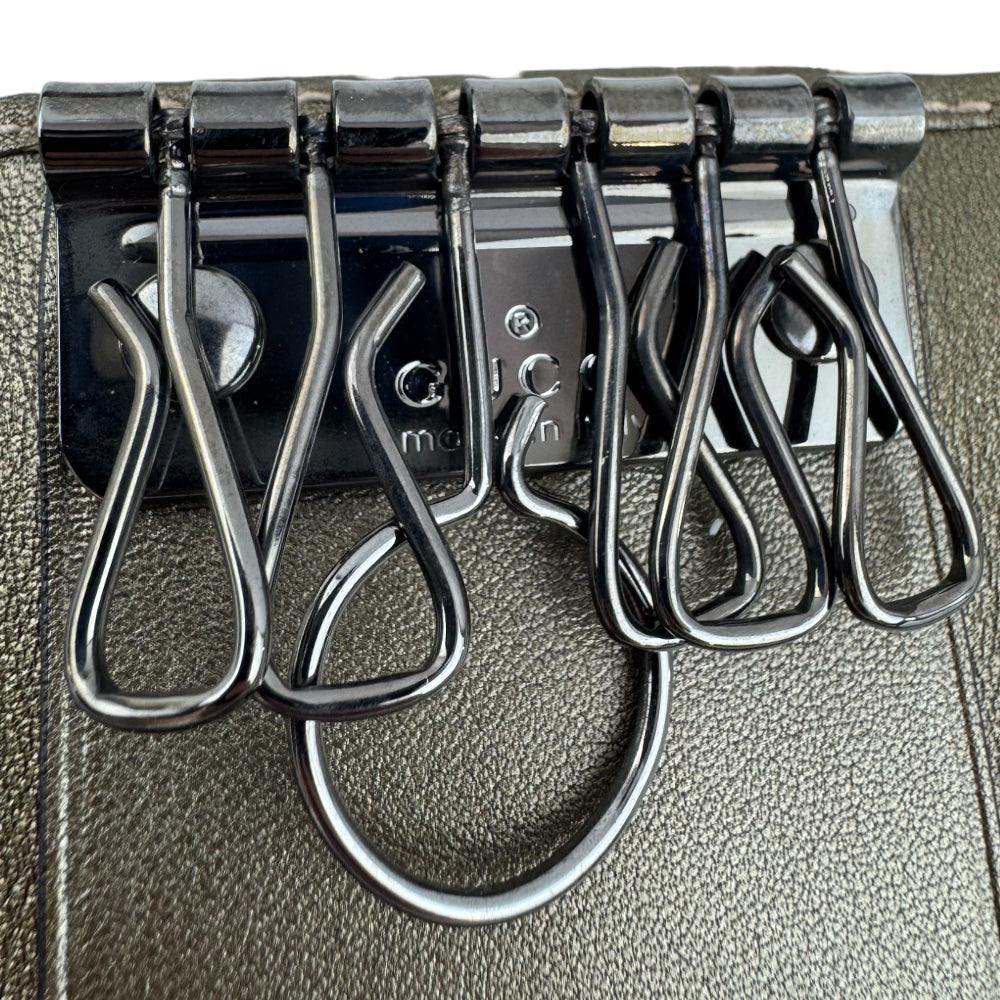 GUCCI Dark Gold GG Canvas 6 Key Holder LHQ1495