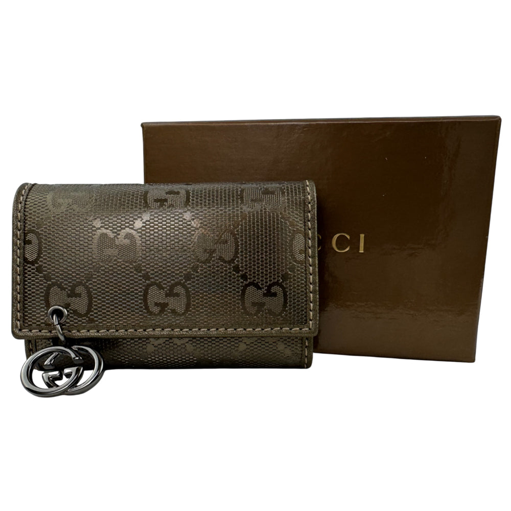 GUCCI Dark Gold GG Canvas 6 Key Holder LHQ1495