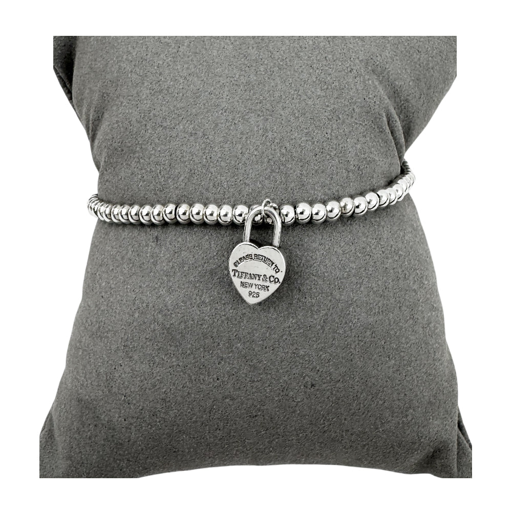 TIFFANY & CO Return To Heart Tag Beaded Silver Bracelet LHQ1503