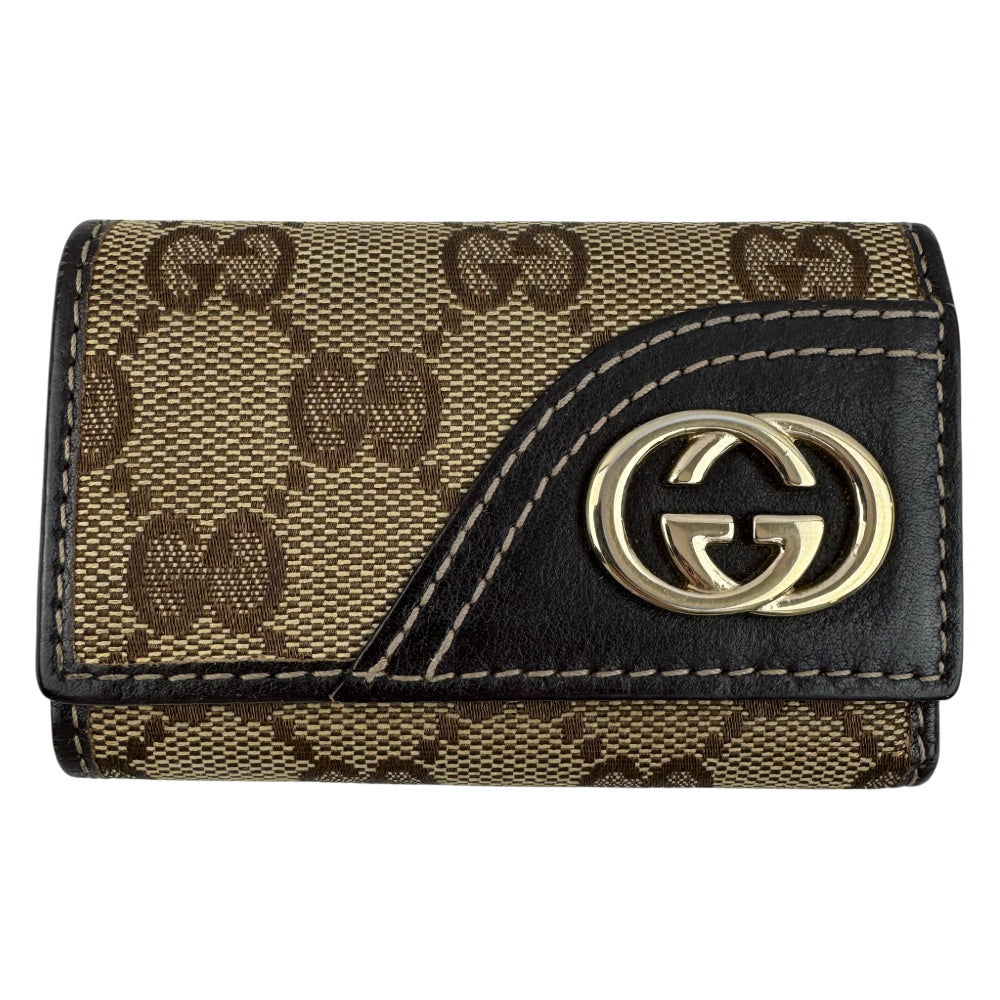 GUCCI Brown GG Canvas 6 Key Holder LHQ1504