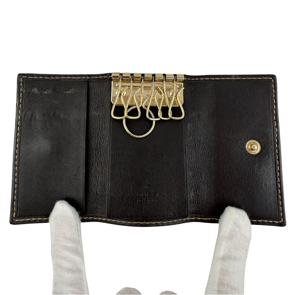GUCCI Brown GG Canvas 6 Key Holder LHQ1504