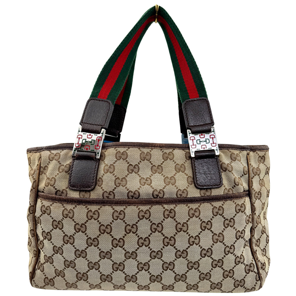 GUCCI GG Canvas Sherry Line Tote Shoulder Bag LHQ1510