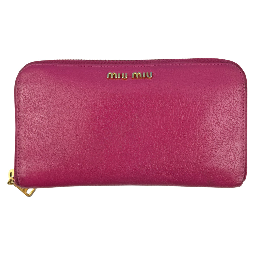 MIU MIU Pink Leather Zip-Around Purse LHQ1511