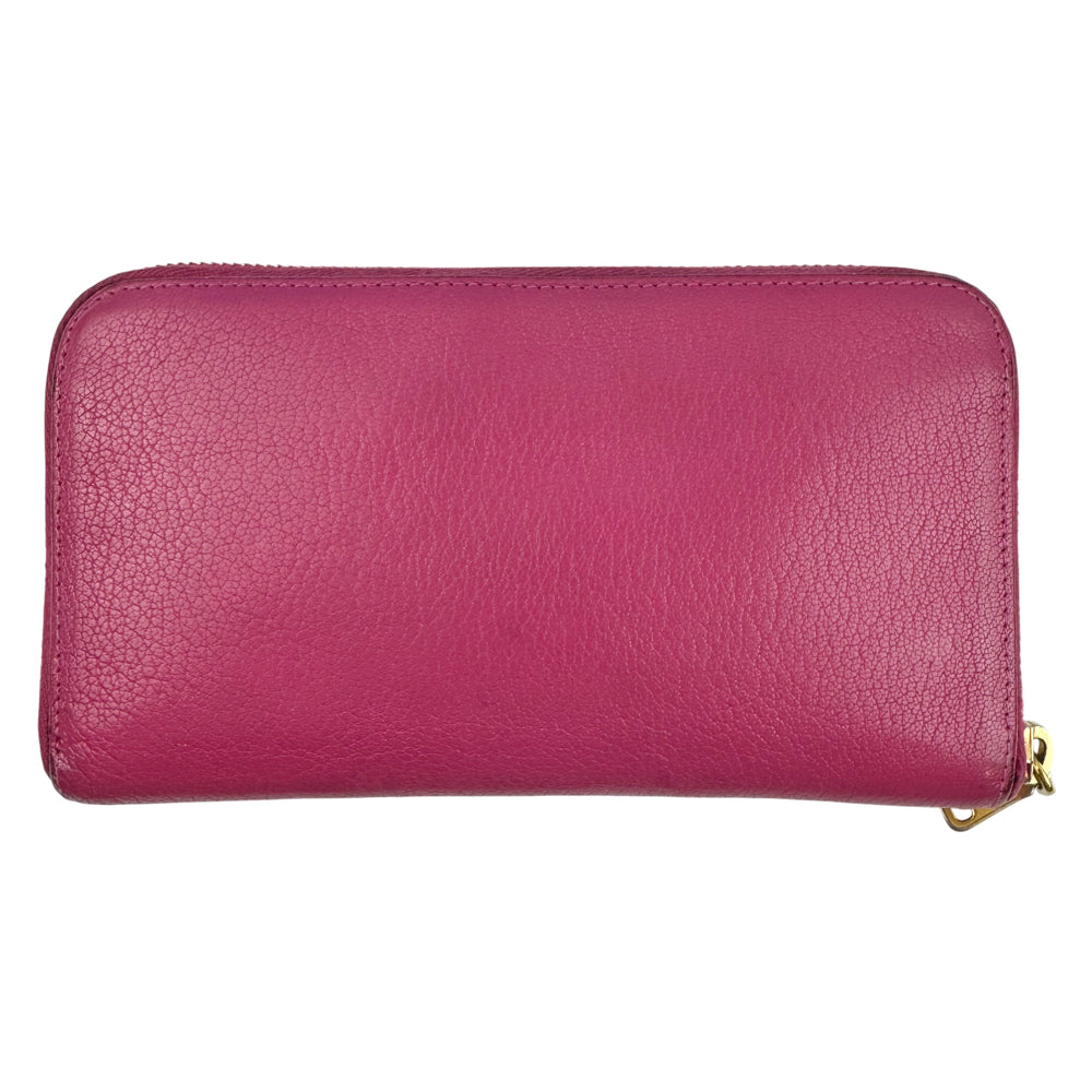 MIU MIU Pink Leather Zip-Around Purse LHQ1511