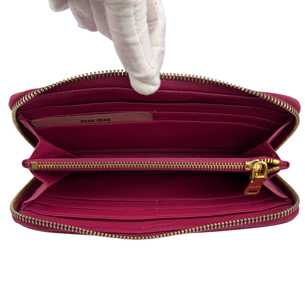 MIU MIU Pink Leather Zip-Around Purse LHQ1511