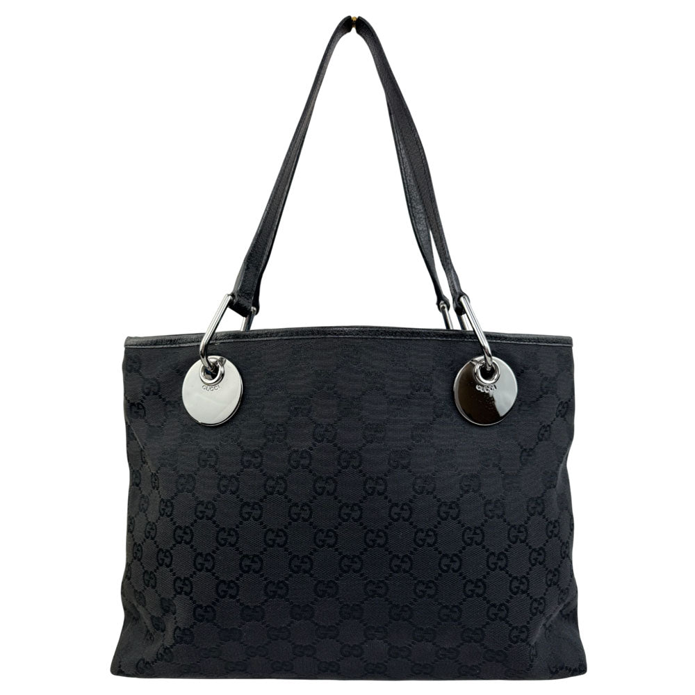 GUCCI GG Black Canvas Tote Shoulder Bag LHQ1519