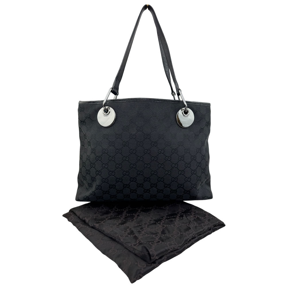 GUCCI GG Black Canvas Tote Shoulder Bag LHQ1519