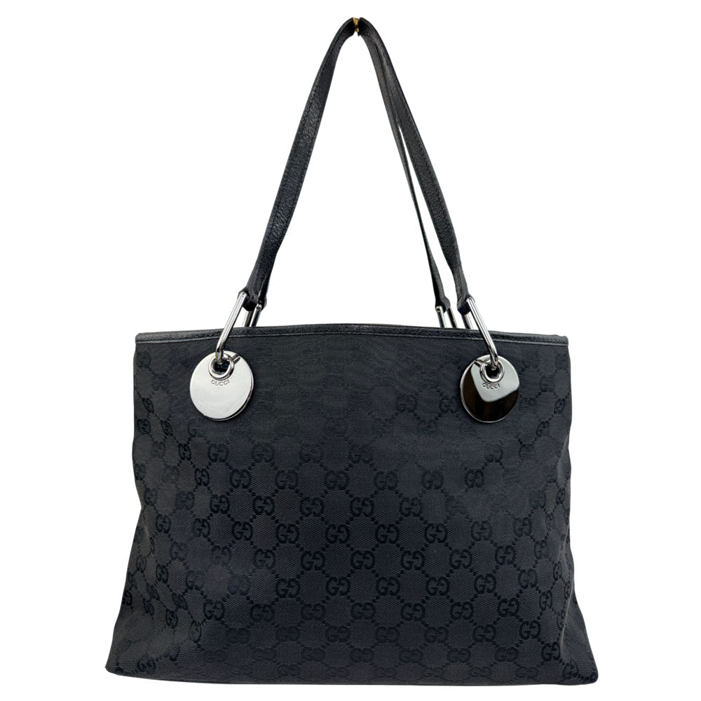 GUCCI GG Black Canvas Tote Shoulder Bag LHQ1519