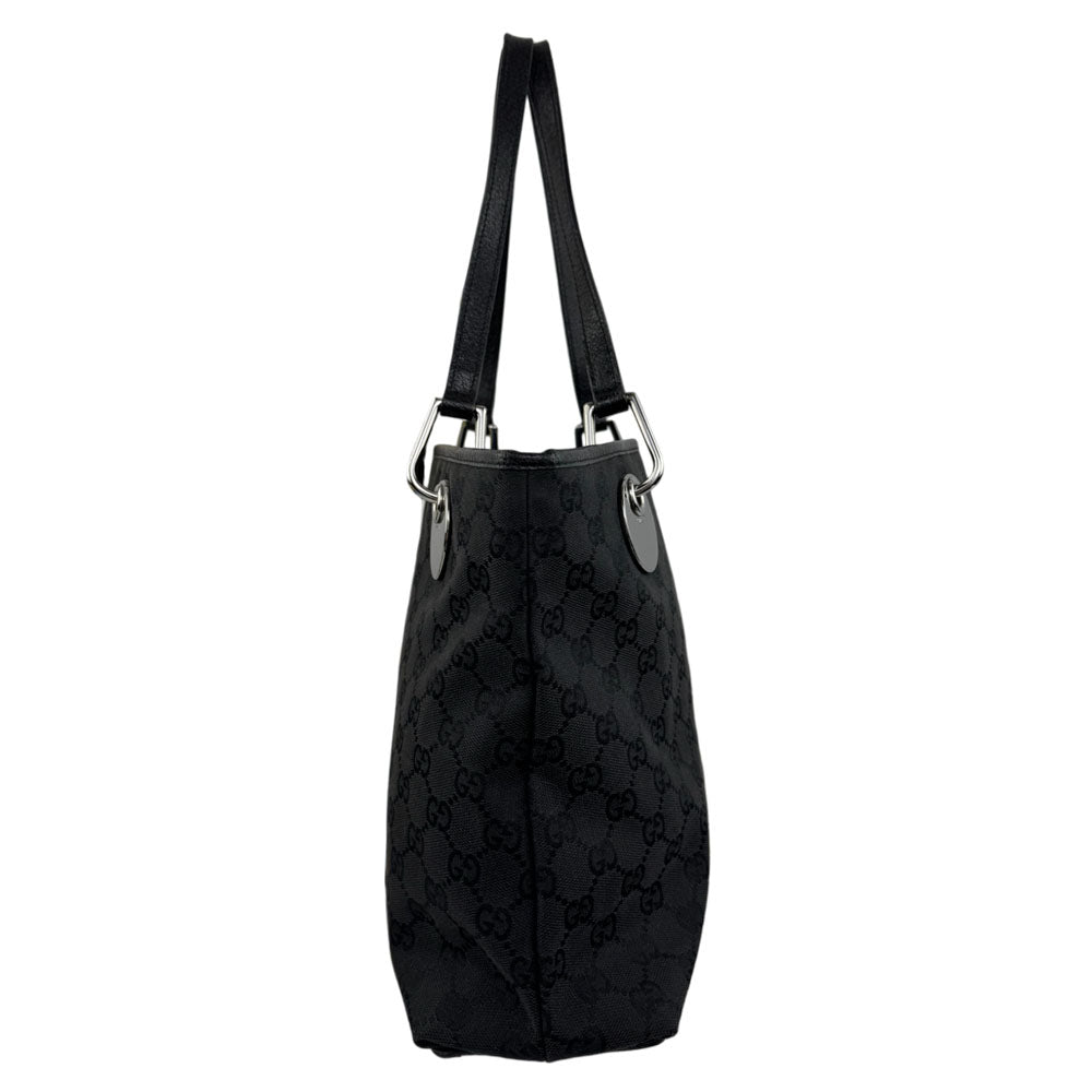 GUCCI GG Black Canvas Tote Shoulder Bag LHQ1519