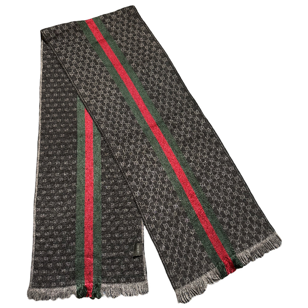 GUCCI GG Black Sherry Line Scarf LHQ1523