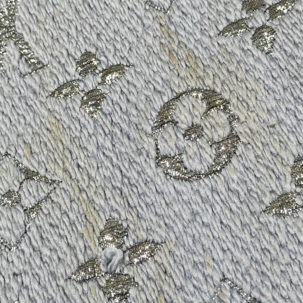 LOUIS VUITTON Monogram Scarf Blue & Silver LHQ154