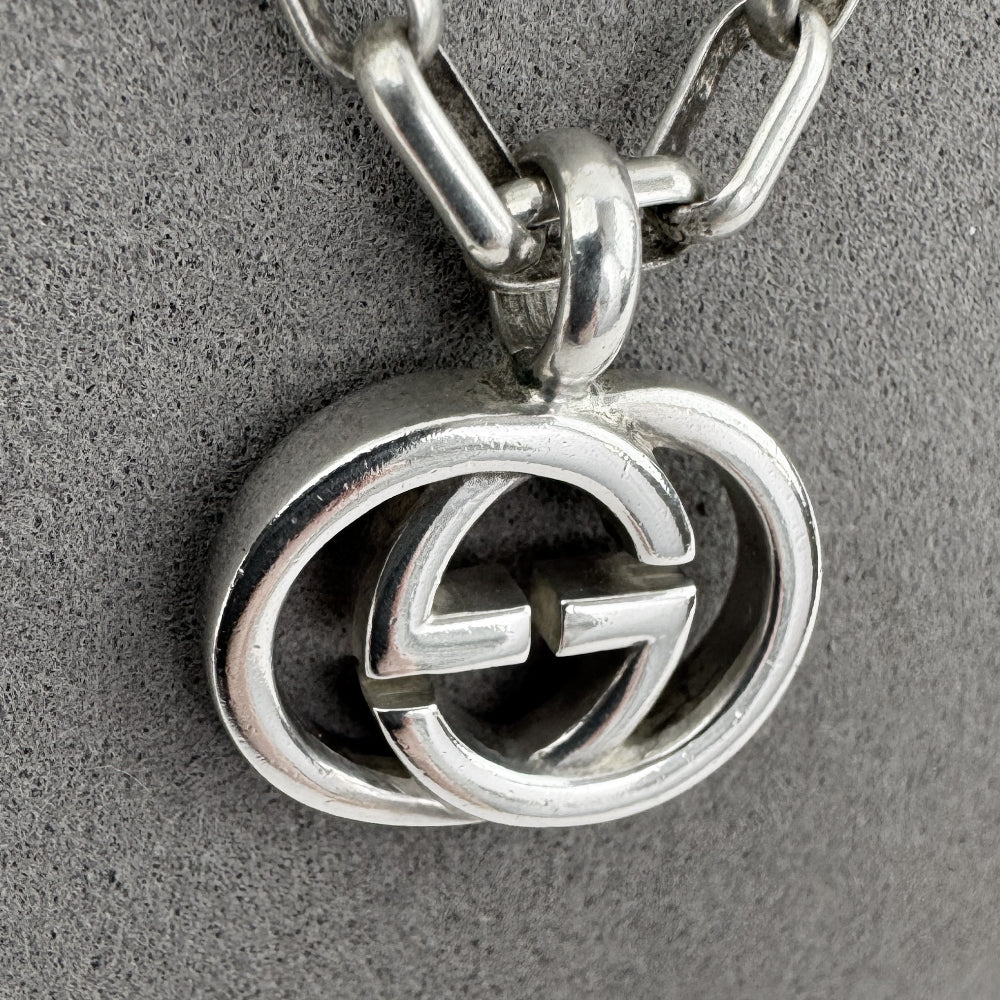 GUCCI Interlocking GG Silver Necklace LHQ1543