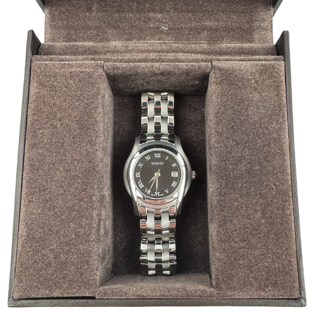 GUCCI Silver Black Dial Stainless Steel Watch LHQ1546