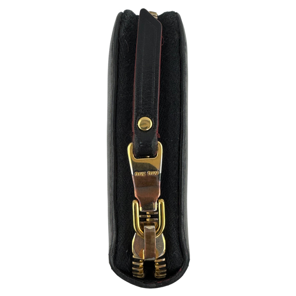 MIU MIU Black Leather Zip-Around Bow Purse LHQ1554