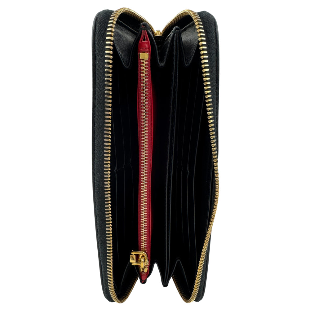 MIU MIU Black Leather Zip-Around Bow Purse LHQ1554