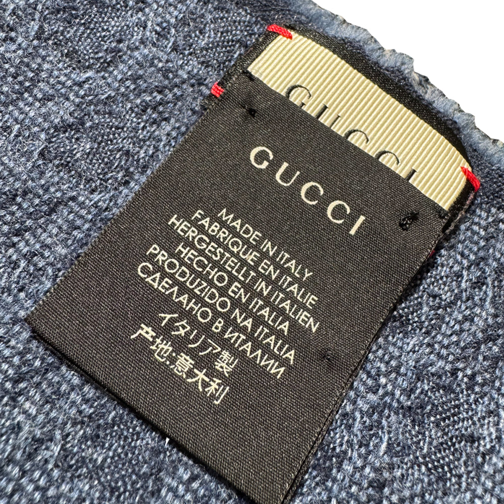 GUCCI GG Blue Sherry Line Scarf LHQ1557