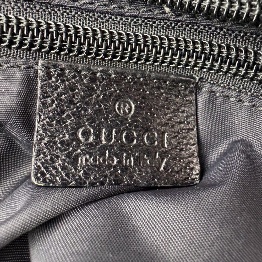 GUCCI GG Sherry Line Black Canvas Tote Shoulder Bag LHQ1559