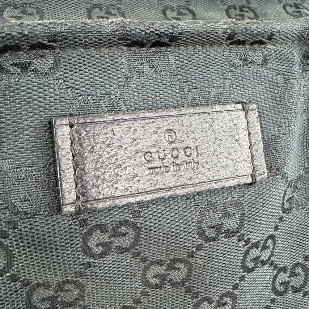 GUCCI GG Sherry Line Black Canvas Tote Shoulder Bag LHQ1559