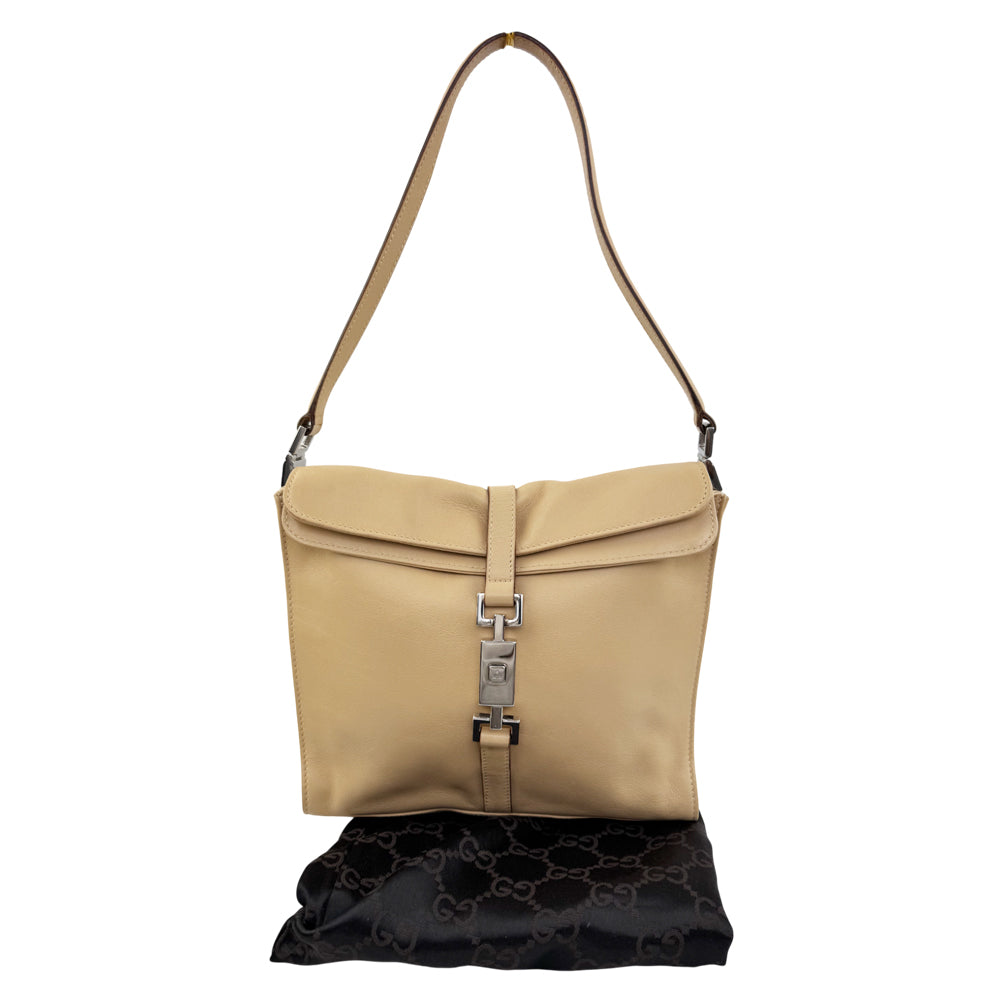 GUCCI GG Cream Leather Jackie Shoulder Bag LHQ1575