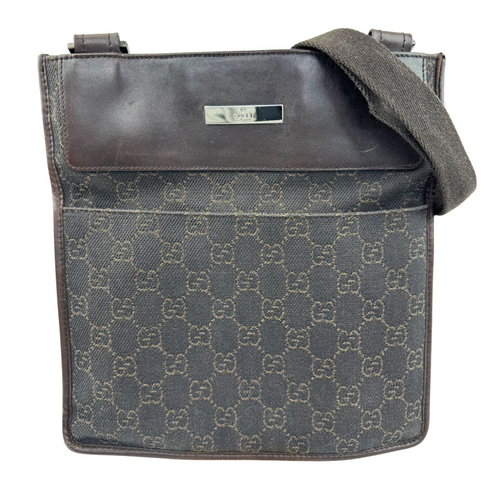 GUCCI GG Dark Brown Canvas Crossbody Shoulder Bag LHQ1576