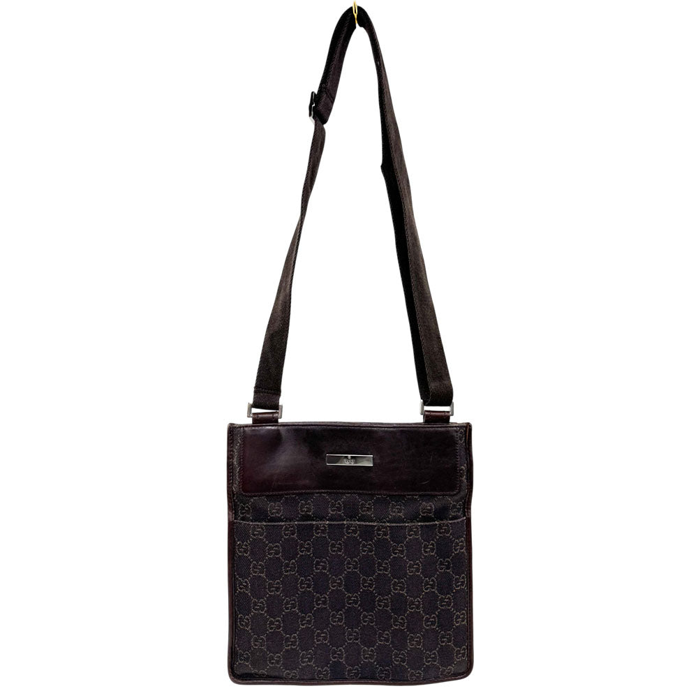 GUCCI GG Dark Brown Canvas Crossbody Shoulder Bag LHQ1576