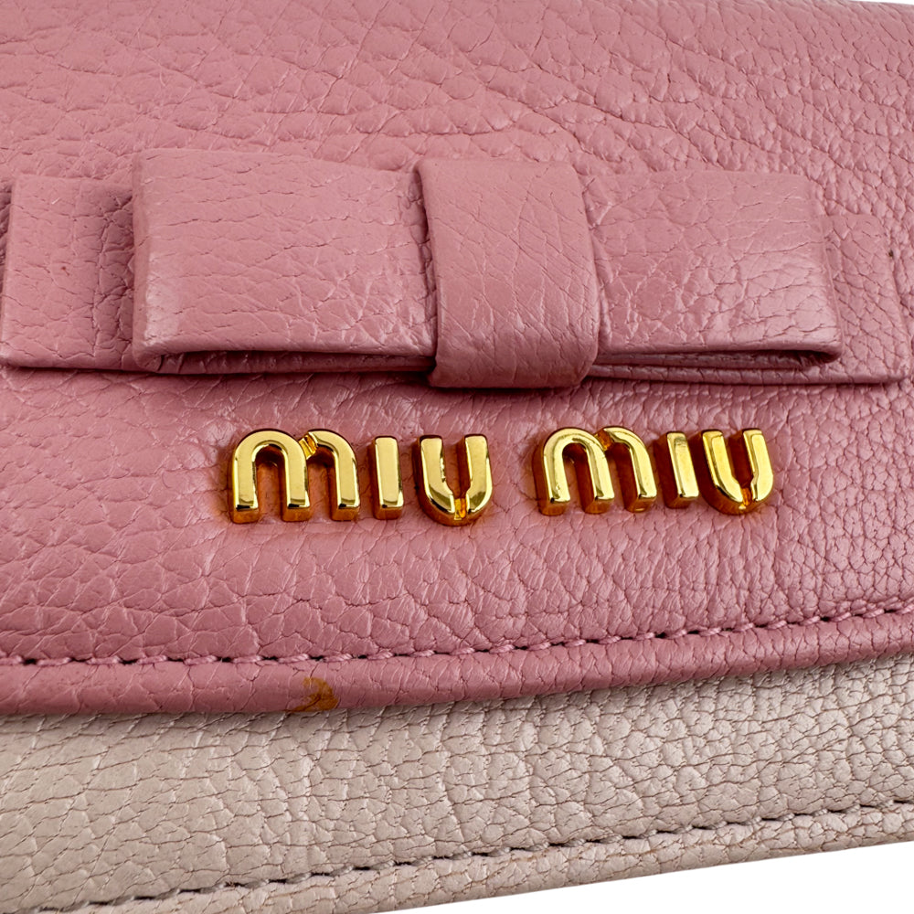 MIU MIU Pink Leather Flap Purse LHQ1579
