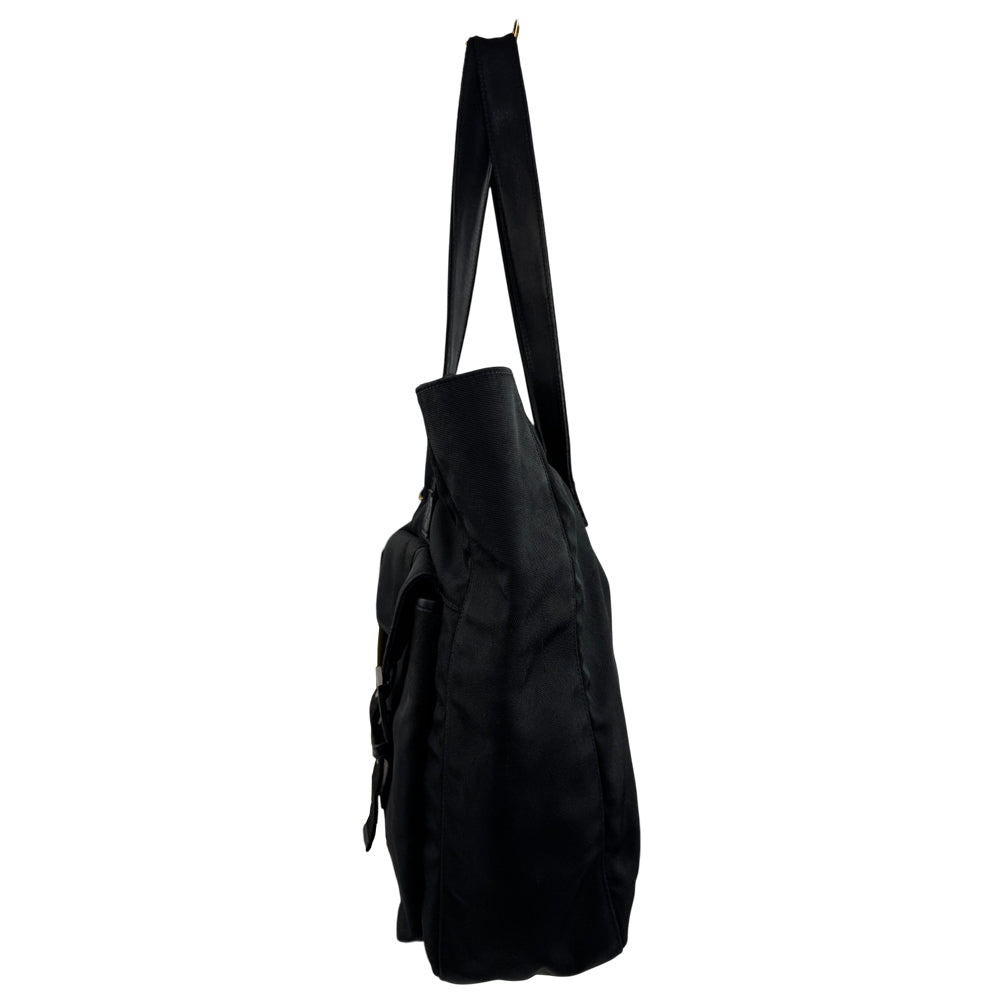 GUCCI Black Canvas Tote Shoulder Bag LHQ1587