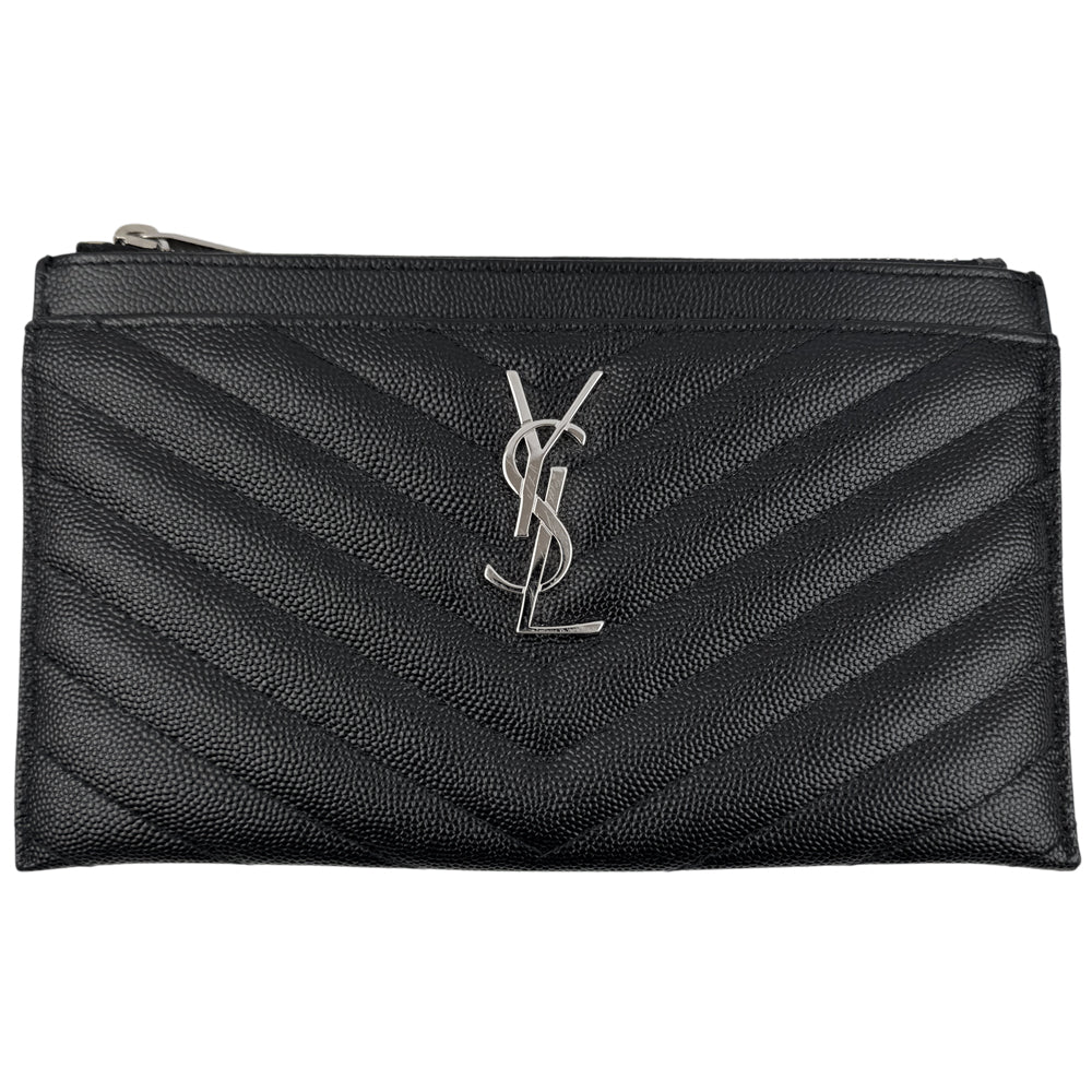 SAINT LAURENT YSL Black Leather Clutch Pouch LHQ1591