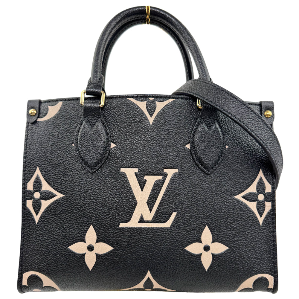 LOUIS VUITTON On The Go PM Empreinte Black Leather Monogram Shoulder Bag LHQ1595