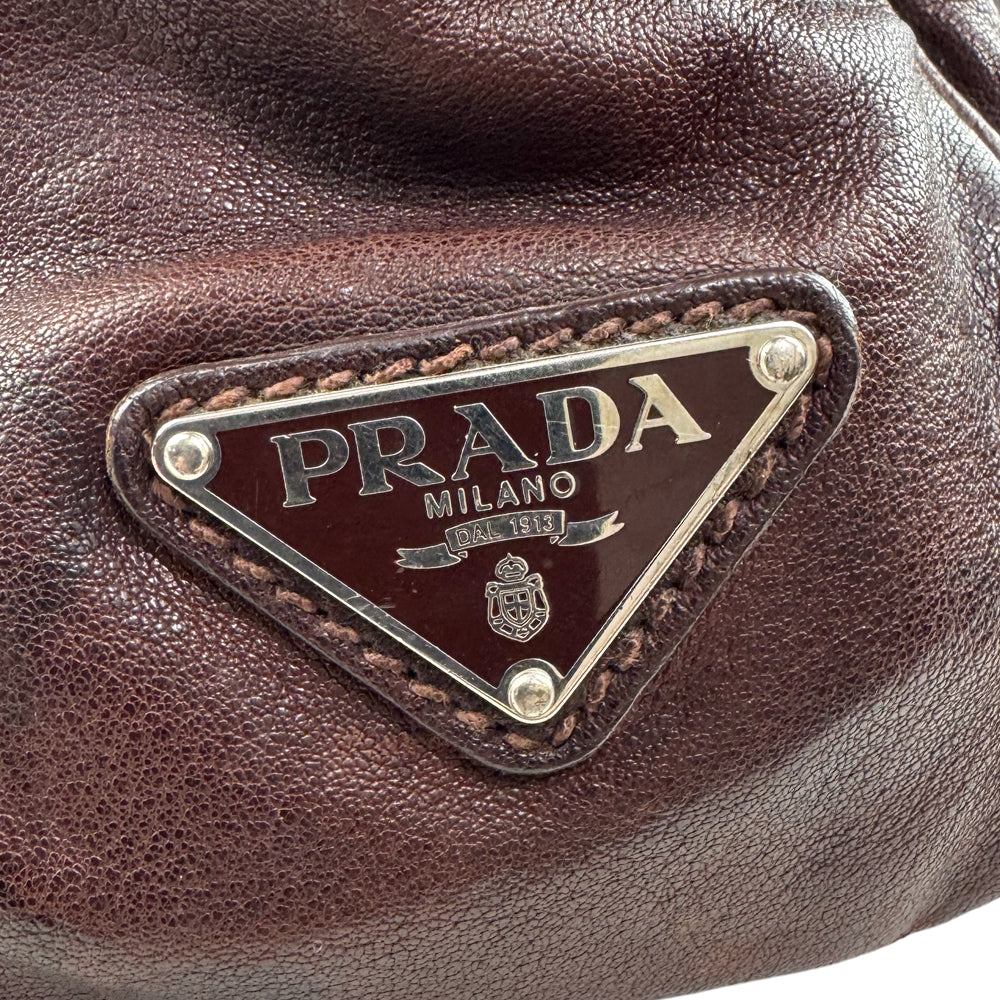 PRADA Brown Leather Crossbody Messenger Bag LHQ1596