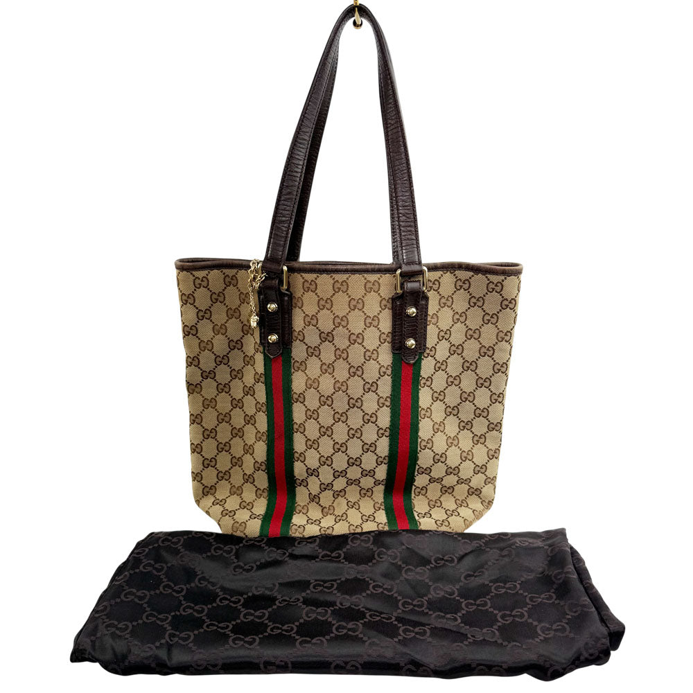 GUCCI GG Supreme Sherry Line Tote Shoulder Bag LHQ1612