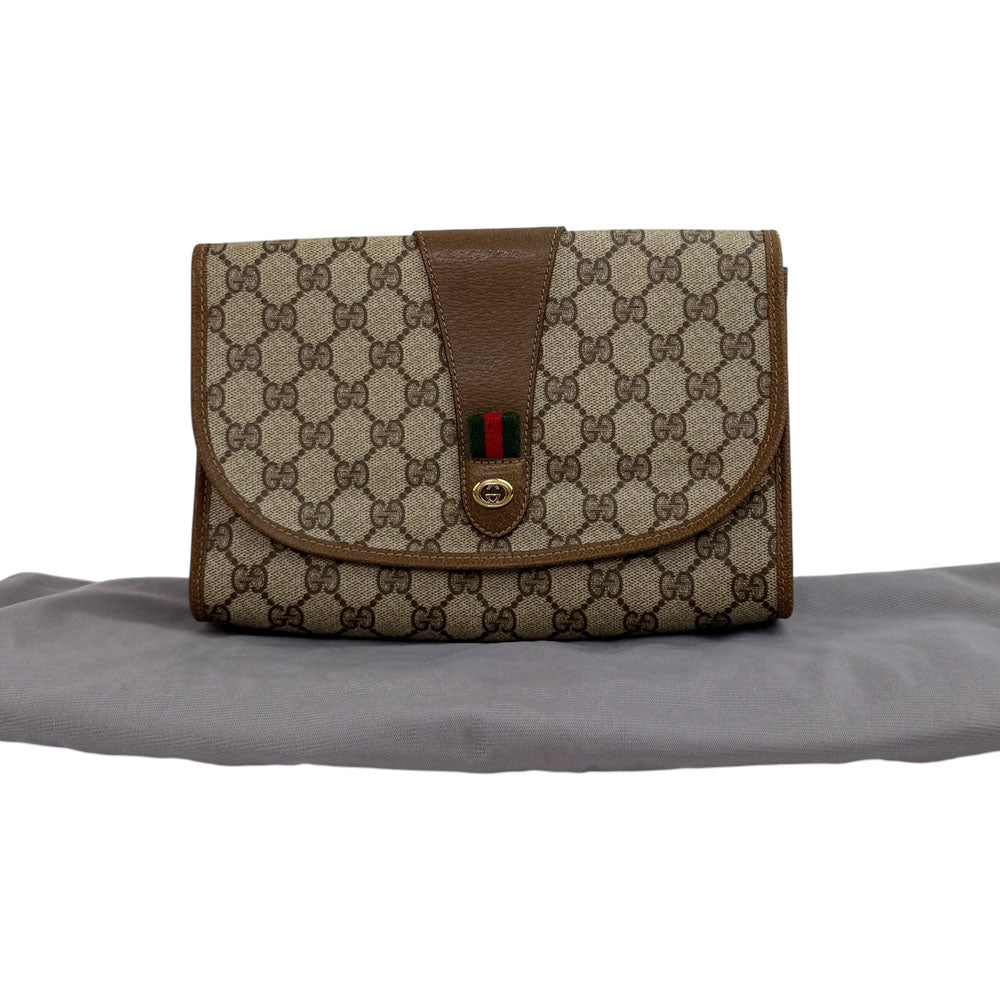GUCCI GG Supreme Sherry Line Clutch Bag LHQ1619