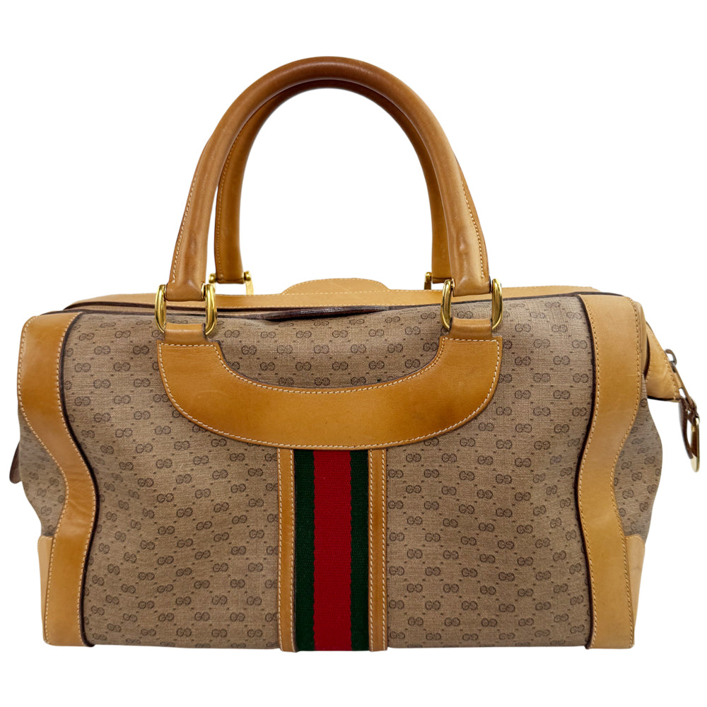 GUCCI Micro GG Supreme Sherry Line Boston Bag LHQ1621