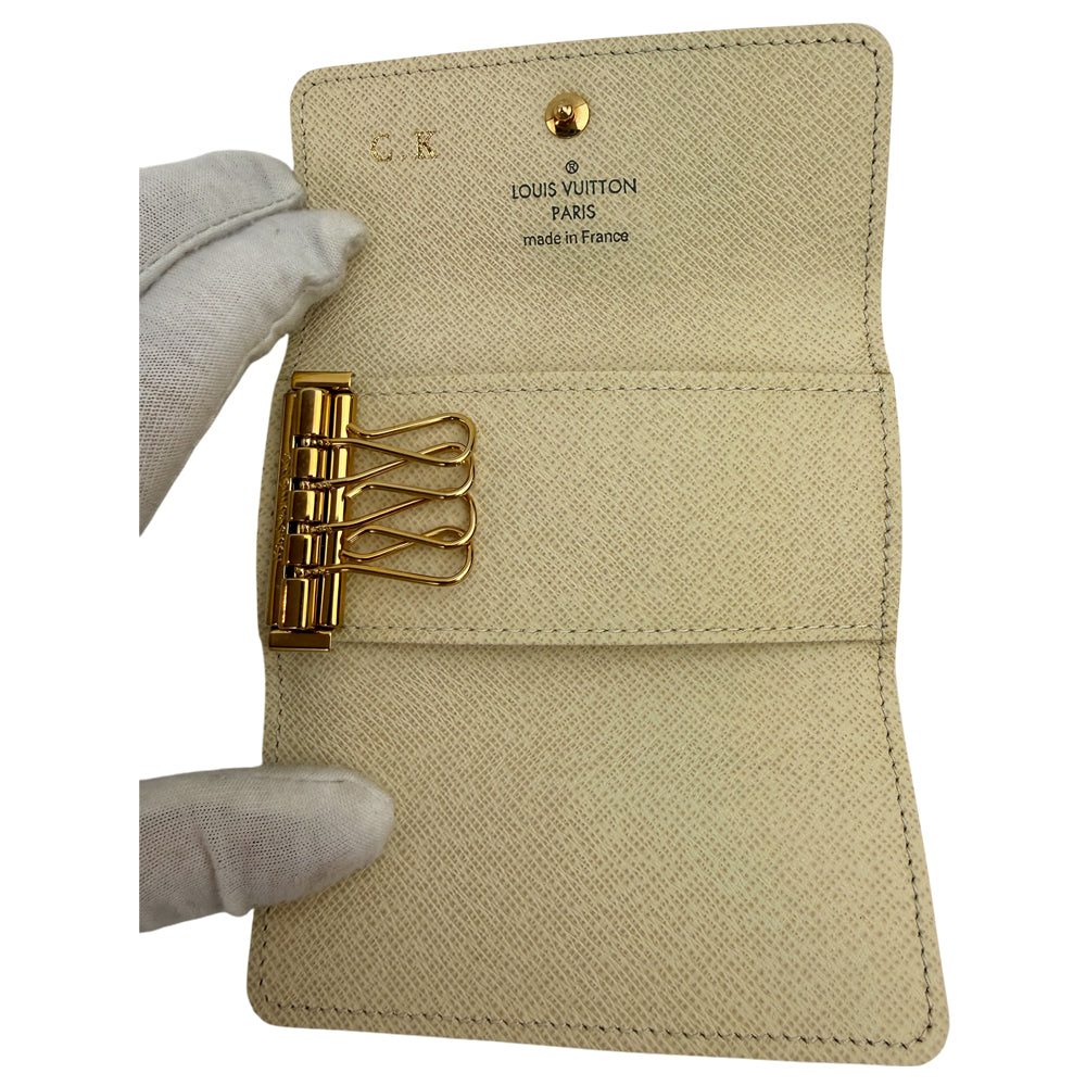LOUIS VUITTON Damier Azur 4 Point Keyholder Case With Box LHQ1625