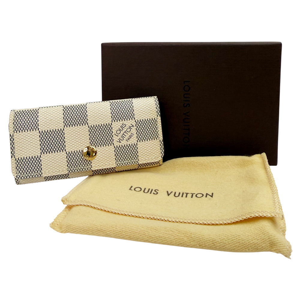 LOUIS VUITTON Damier Azur 4 Point Keyholder Case With Box LHQ1625