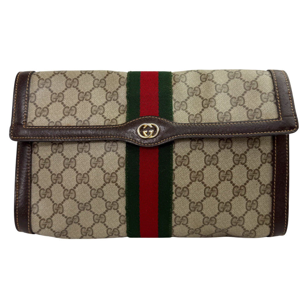 GUCCI GG Supreme Sherry Line Clutch Bag LHQ1633