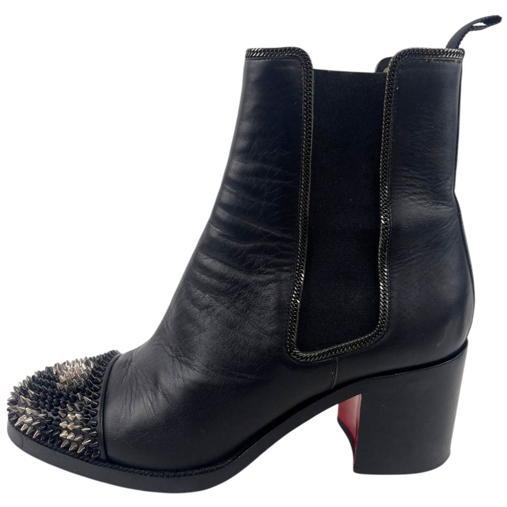 CHRISTIAN LOUBOUTIN Studded Black Leather Ankle Boots Size 5 UK LHQ1647