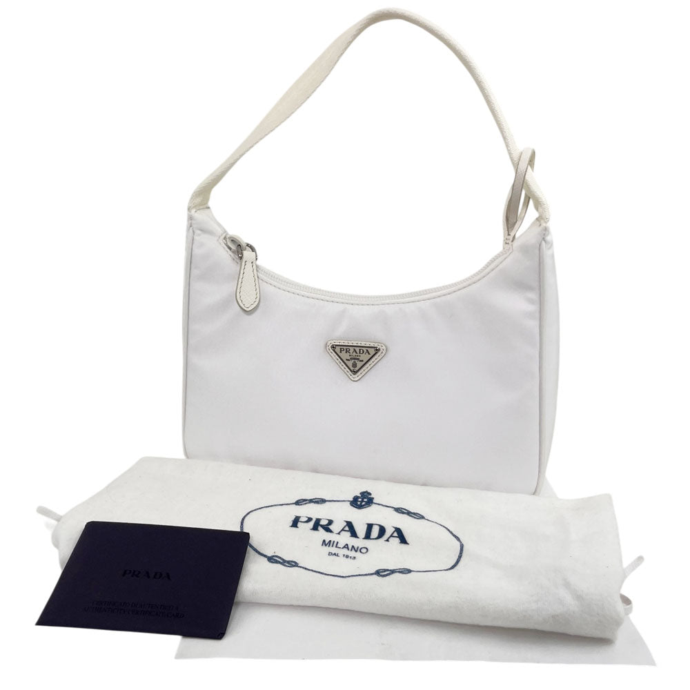PRADA Re-Edition 2000 White Nylon Shoulder Handbag LHQ1649